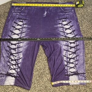 Womens stretch Shorts faux jeans Lace-Up Design comfy casual fashion